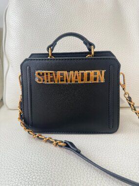 NWT STEVE MADDEN BEVELYN MINI SATCHEL CROSSBODY BAG PURSE BLACK